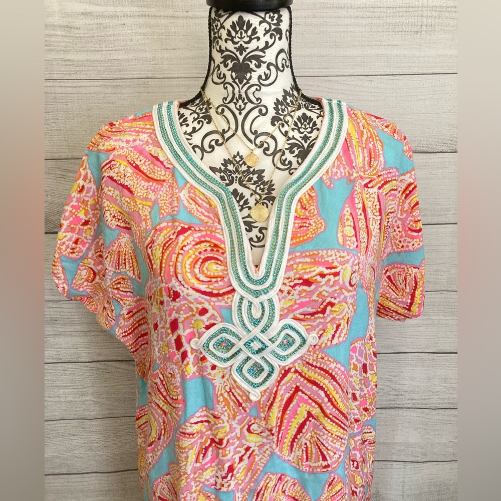 Lilly Pulitzer | Women’s Multi-Colored Fish Print T-Shirt Dress - Picture 2 of 8